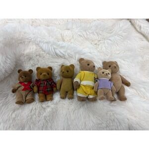 Vintage 1980s Applause Teddy Bear Story Flocked Kitzie Cat And Bears Lot